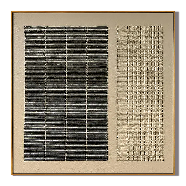 Onyx & Sand – Black & Neutral Plaster Relief Wabi-Sabi Painting | Japandi Organic Wabi-Sabi Living Room & Hallway Art