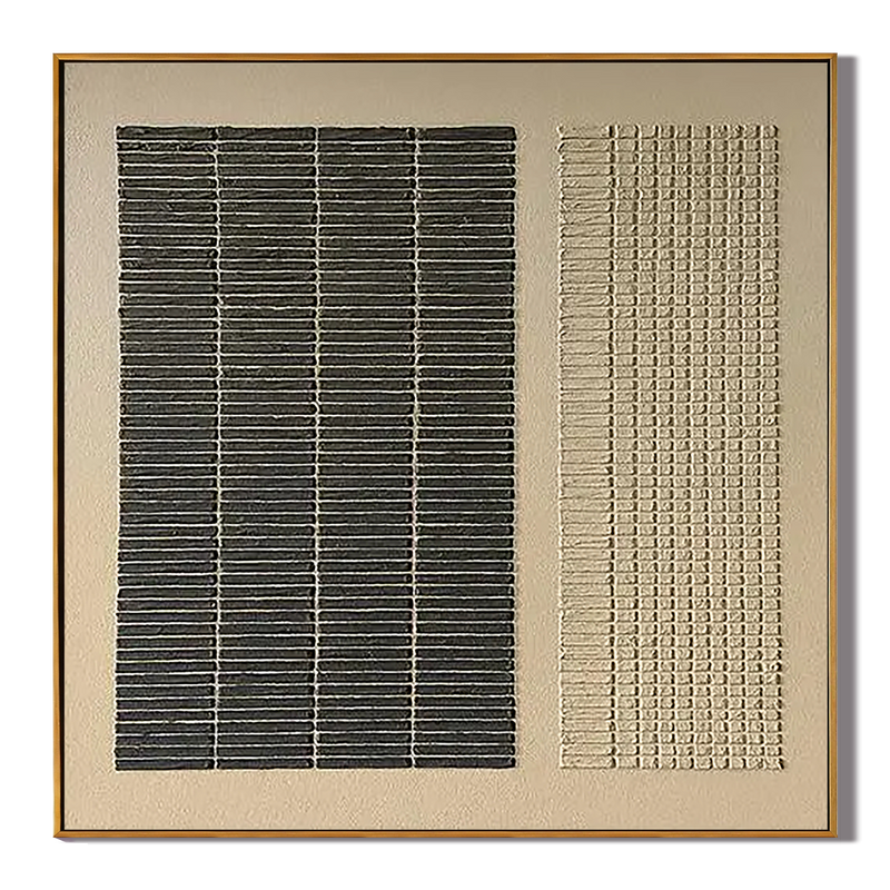 Onyx & Sand – Black & Neutral Plaster Relief Wabi-Sabi Painting | Japandi Organic Wabi-Sabi Living Room & Hallway Art