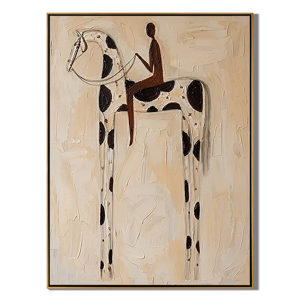 The Dotted Path – Vintage Americana Rider on Dalmatian Pinto Painting | Contemporary Minimalist Hallway Art