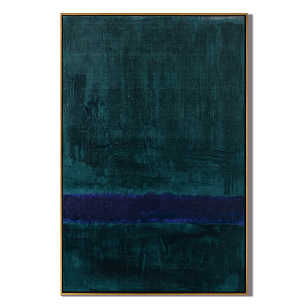 The Abyssal Calm – Modernist Deep Teal & Violet Abstract Painting | Minimalist Mood Home Office Art