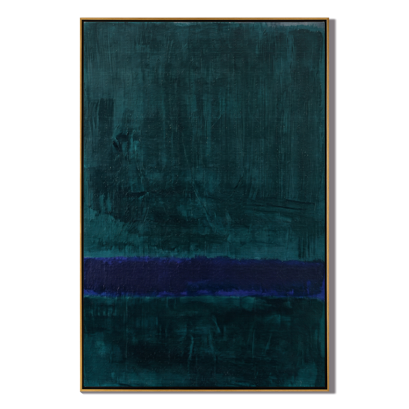 The Abyssal Calm – Modernist Deep Teal & Violet Abstract Painting | Minimalist Mood Home Office Art