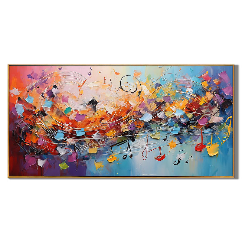 Melodic Energy – Hand-Painted Vibrant Multicolored Musical Rhythm Abstract 3D Impasto Palette Knife Texture Painting | Bold Abstract Palette Knife Living Room Art