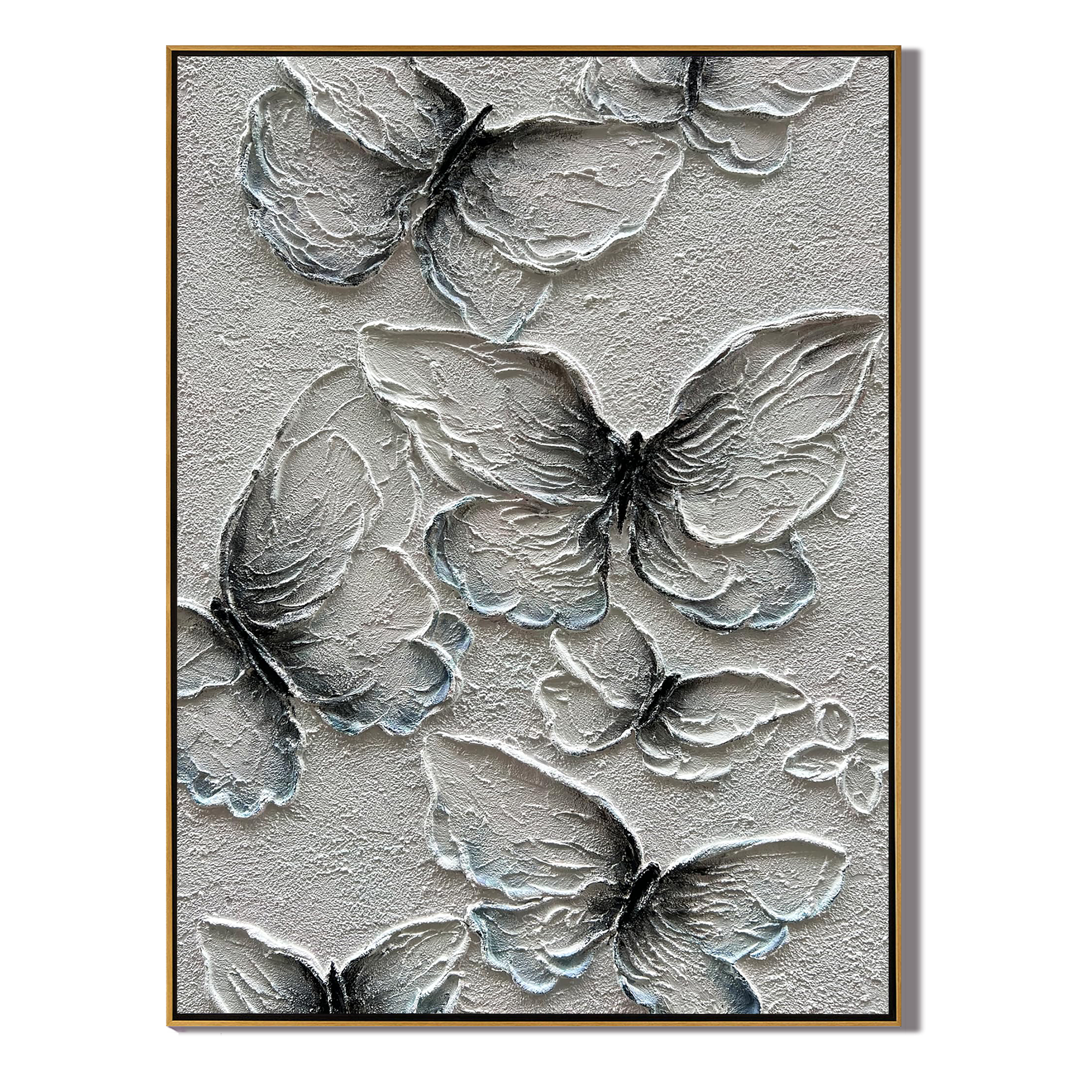 GOSSAMER WINGS: 3D Heavy Texture Butterfly Wall Art, White Plaster Animal Relief Painting
