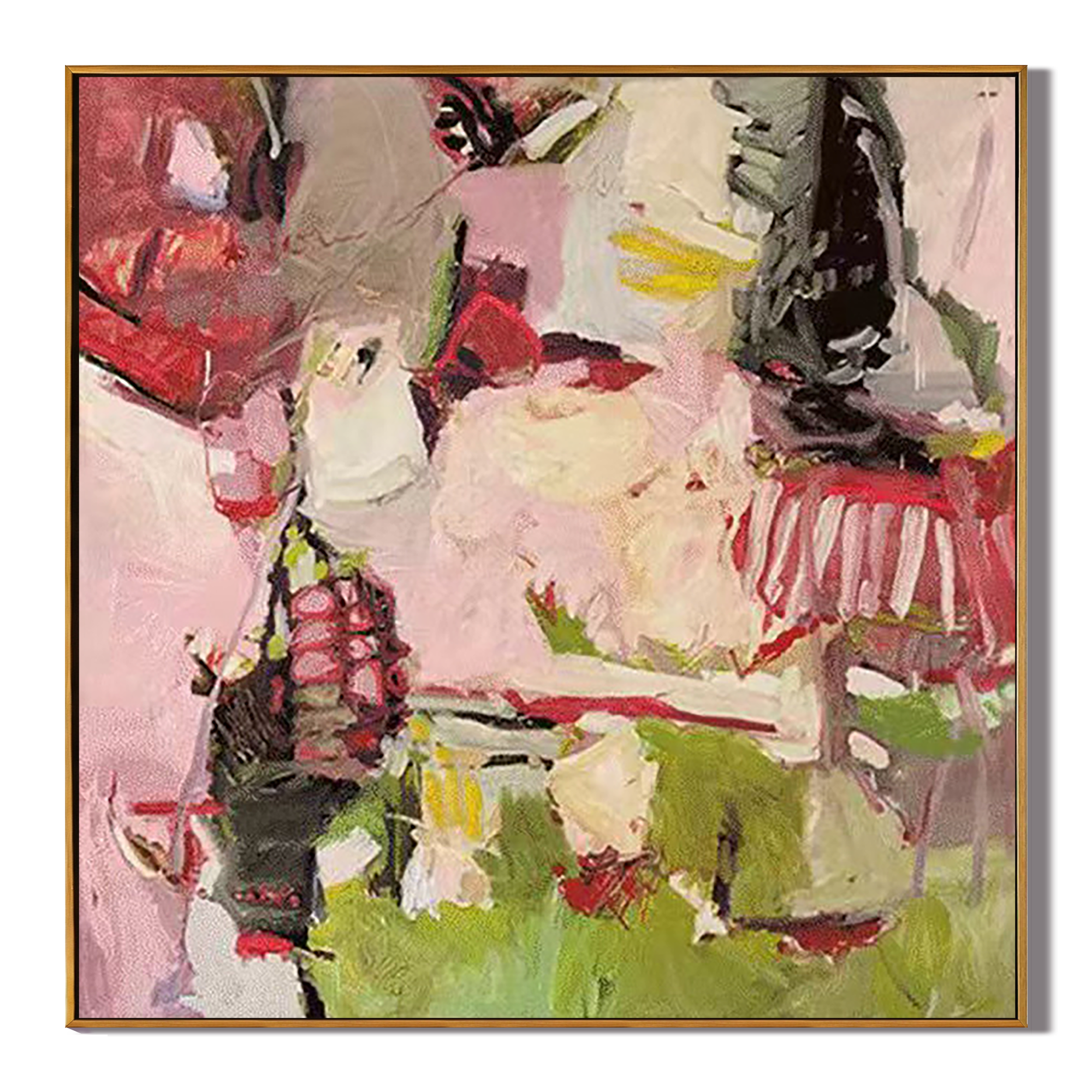 BLOSSOM REVELRY: Modern Square 3D Heavy Texture Abstract Wall Art, Vibrant Floral Impressionism