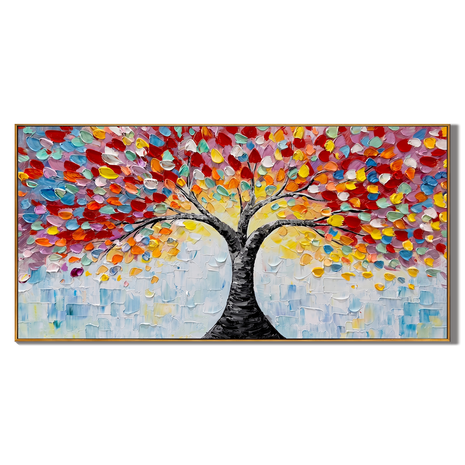 Rainbow Canopy – Modern Impasto Tree of Life Oil Painting | Vibrant Te