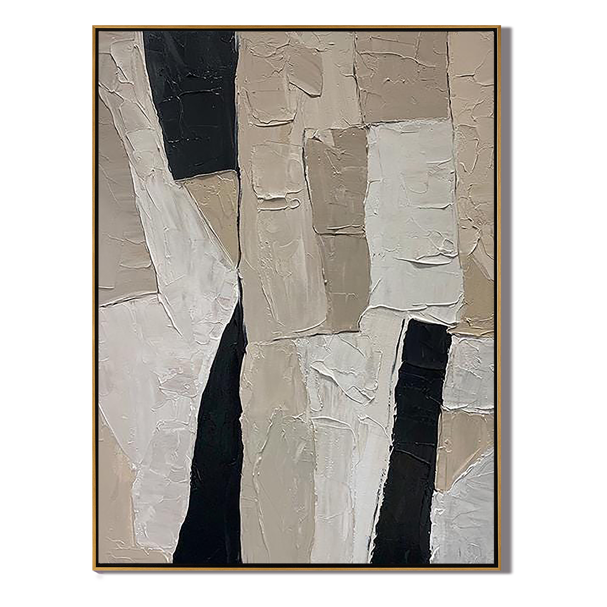 SANDSTONE TRACE: Wabi-Sabi Wall Art, Hand-Painted Distressed Grey and Beige Palette Knife 3D Heavy Texture Studio Art