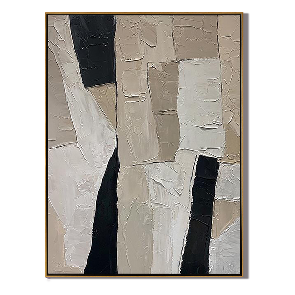 Sandstone Trace – Hand-Painted Distressed Grey and Beige Palette Knife Wabi-Sabi Painting | Japandi Organic Wabi-Sabi Living Room & Hallway Art