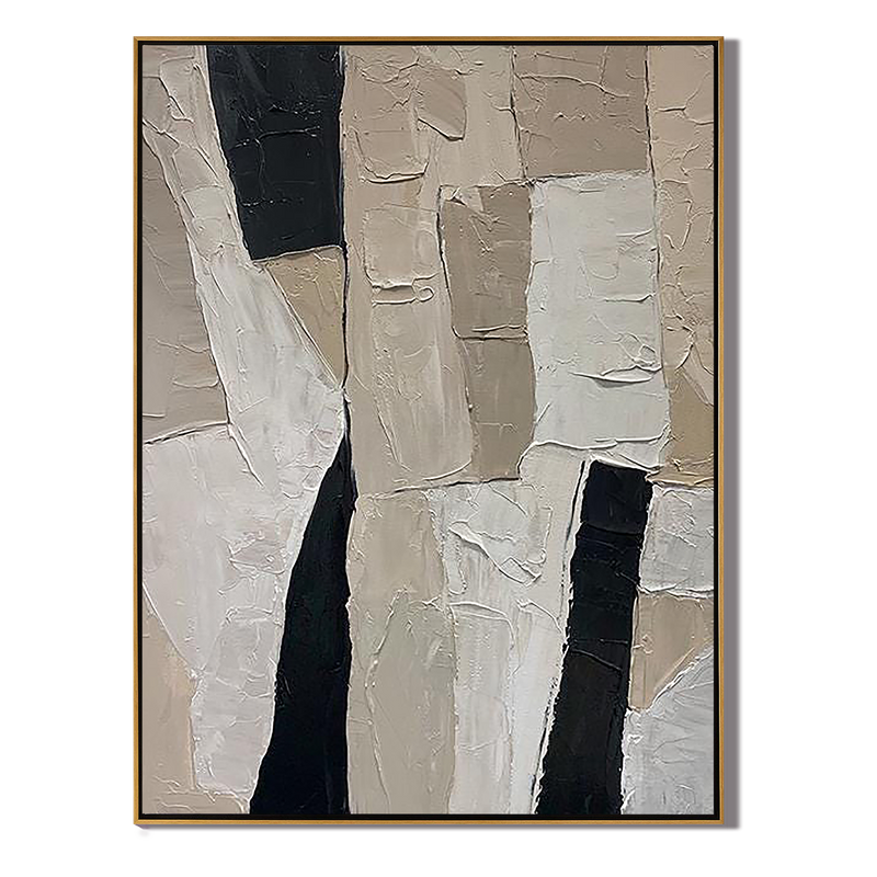 Sandstone Trace – Hand-Painted Distressed Grey and Beige Palette Knife Wabi-Sabi Painting | Japandi Organic Wabi-Sabi Living Room & Hallway Art