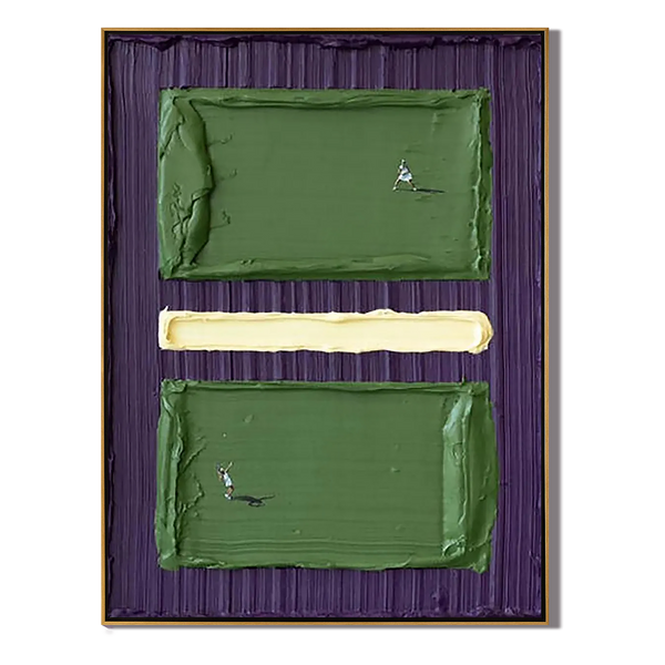 Court Match – 3D Heavy Texture Tennis Landscape Painting | Contemporary Landscape Living Room & Dining Room Art