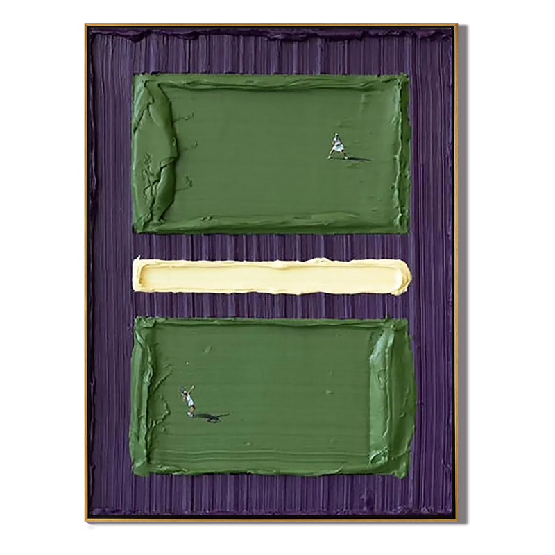 Court Match – 3D Heavy Texture Tennis Landscape Painting | Contemporary Landscape Living Room & Dining Room Art