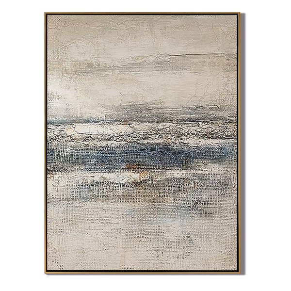 Silent Horizon – Modern Grayscale Textured Grid Relief Wabi-Sabi Painting | Japandi Wabi-Sabi Living Room & Bedroom Art
