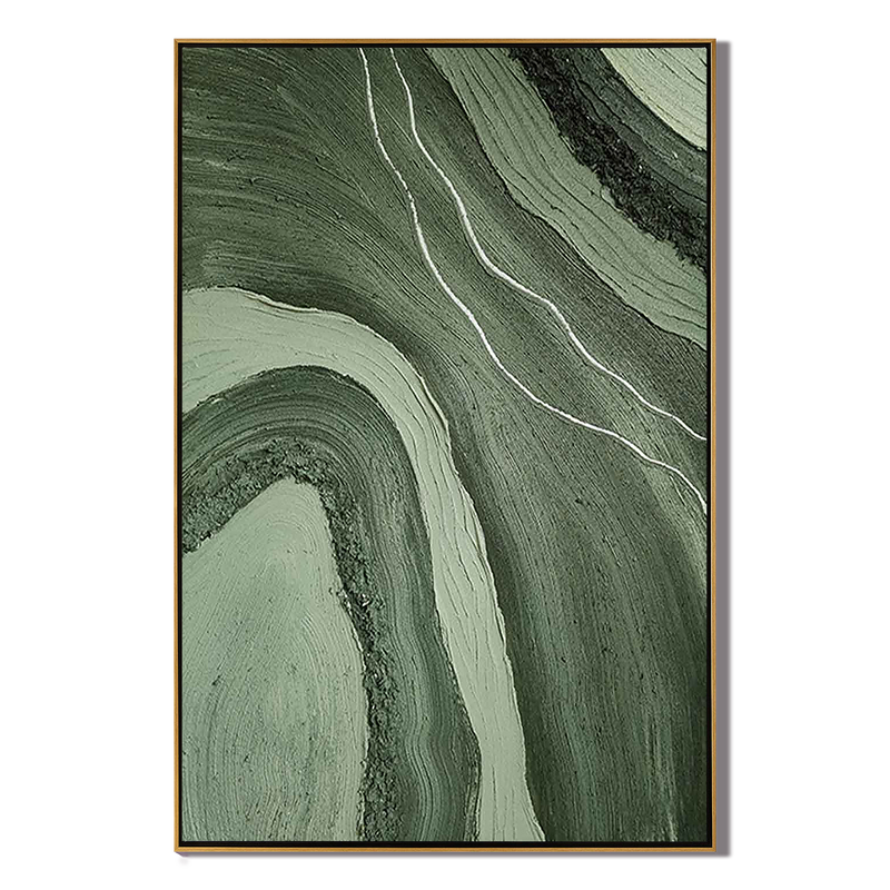 Moss Strata – Heavy Impasto Earthy Mineral Oil Wabi-Sabi Painting | Japandi Organic Wabi-Sabi Living Room & Hallway Art