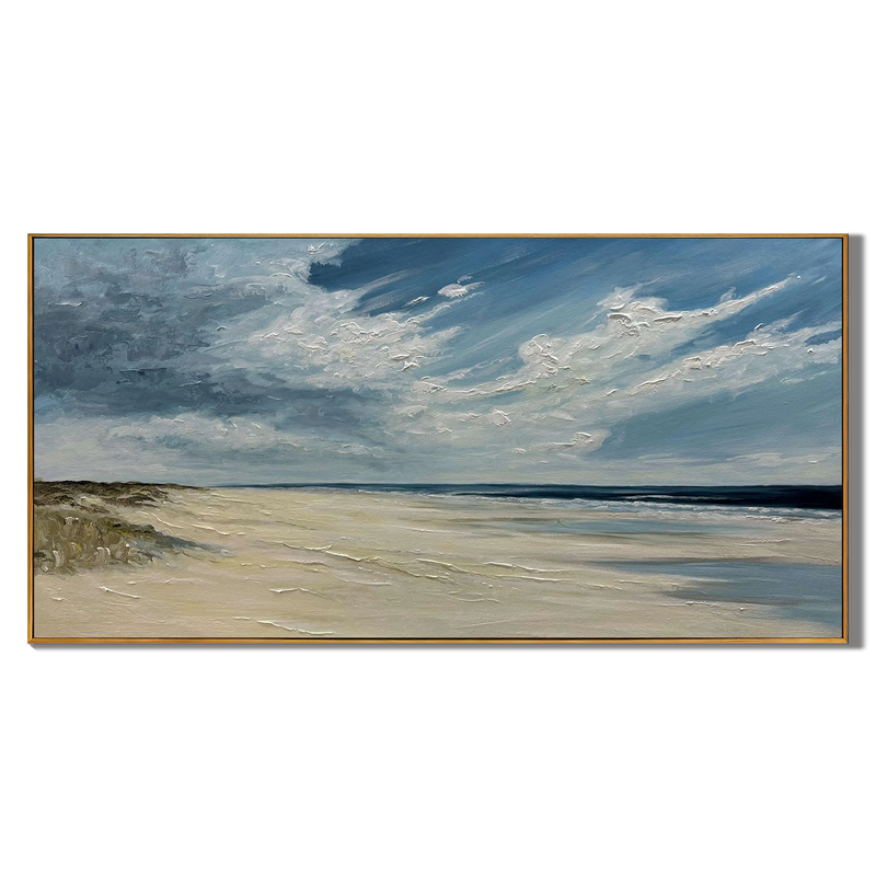Ocean Breeze – Modern Beach Landscape Impasto Texture Painting | Coastal Modern Living Room & Bedroom Art