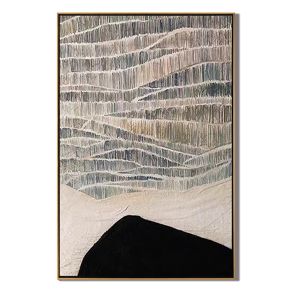 Silent Hill – Wabi-Sabi Style Black-and-White Minimalist Painting | Modern Abstract Living Room Art