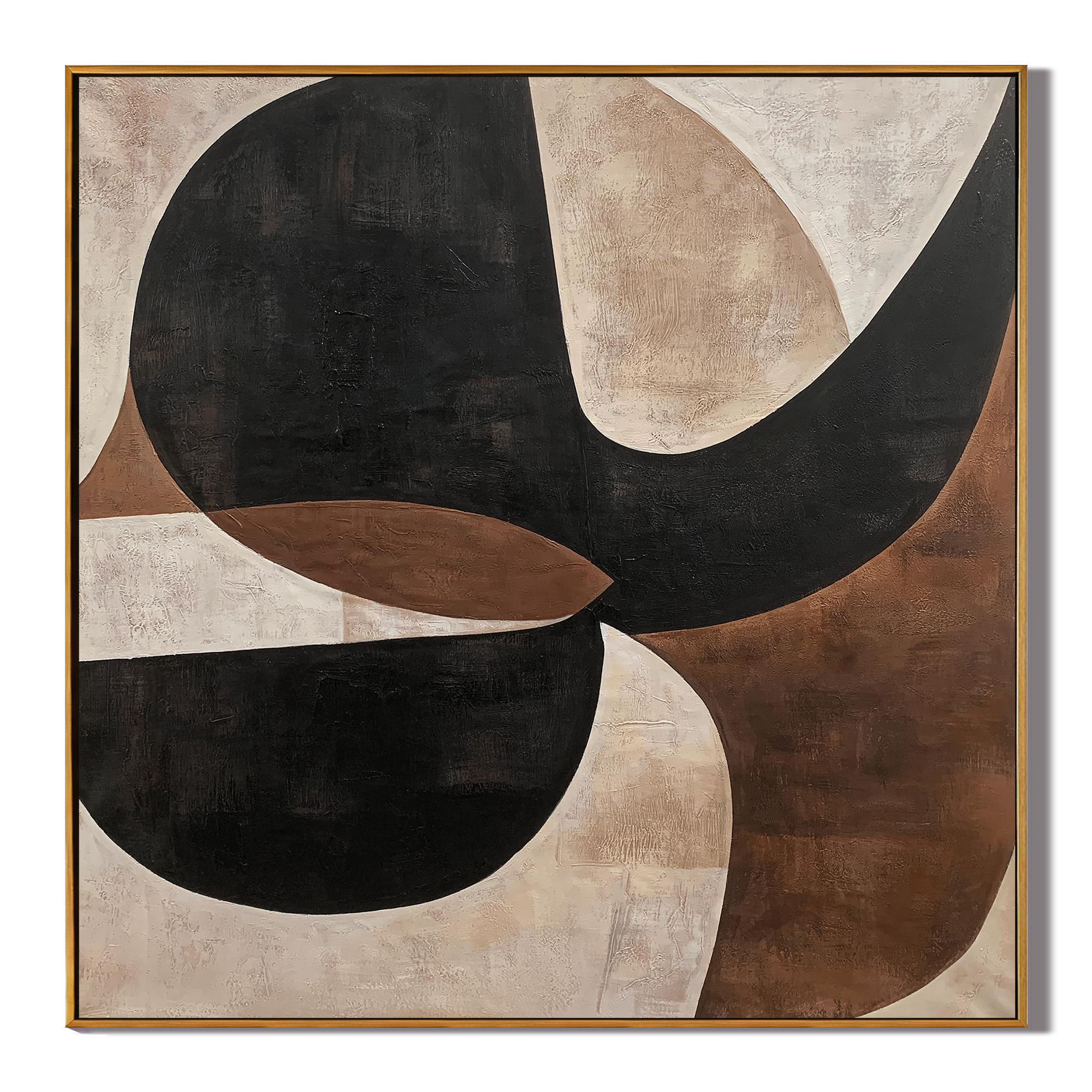 MID-CENTURY STRUCTURE: Abstract Wall Art, Hand-Painted Black and Bronze Geometric Arches 3D Textured Gallery Art