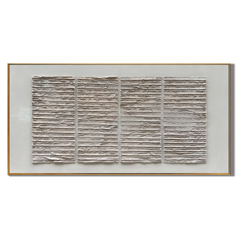 Zen Script – 3D Linear Matrix Relief Wabi-Sabi Painting | Japandi Wabi-Sabi Living Room & Bedroom Art