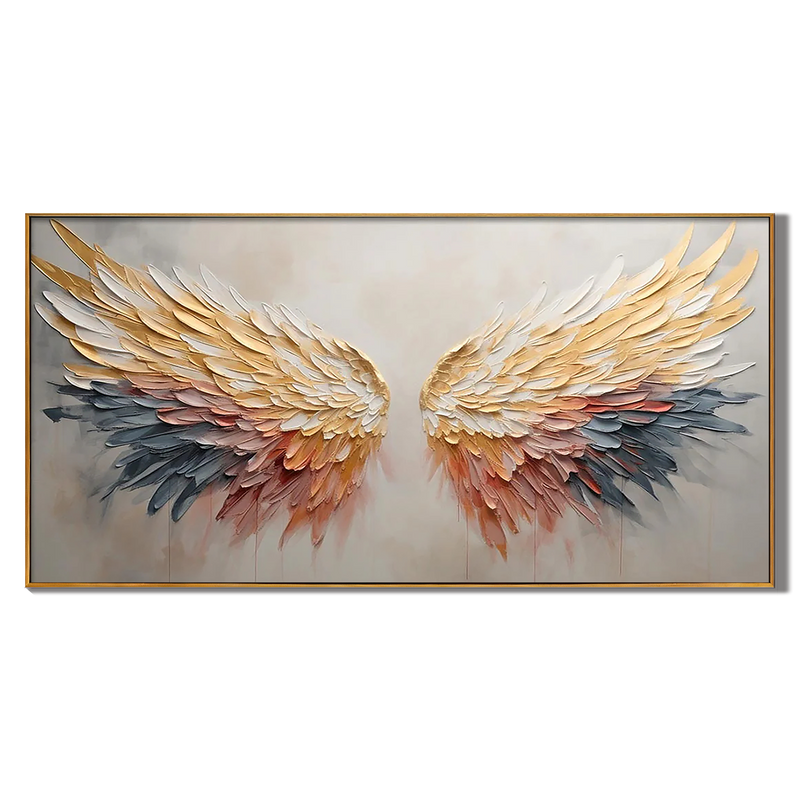 Celestial Ascent – Gold & Rose Pink Feather Relief Texture Painting | Modern Luxury Metallic Living Room & Hotel Art