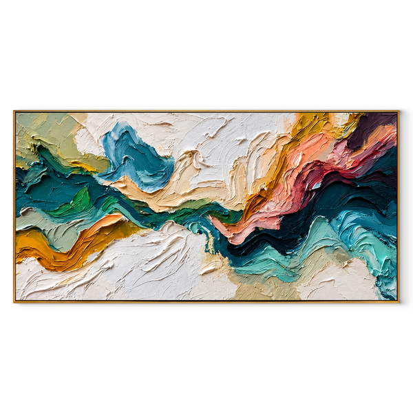 Floating Etherea – Heavy Texture Colorful Abstract Painting | Modern Wabi-Sabi Living Room Art