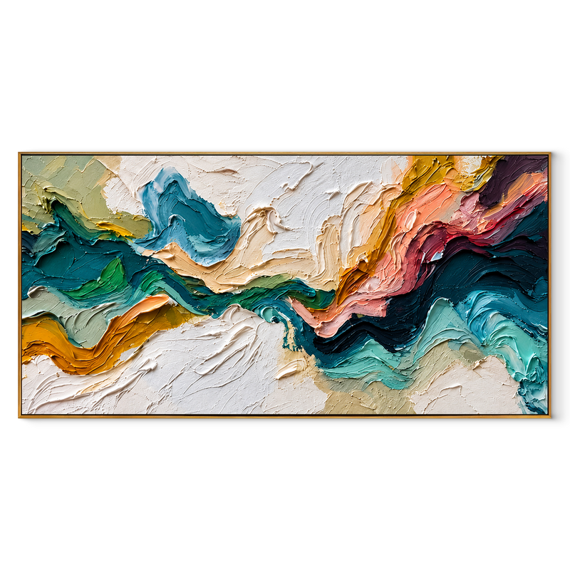 Floating Etherea – Heavy Texture Colorful Abstract Painting | Modern Wabi-Sabi Living Room Art