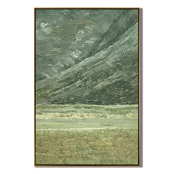 Moss Strata – Hand-Painted Sage Green Plaster Effect Layered Wabi-Sabi Painting | Japandi Wabi-Sabi Living Room & Bedroom Art