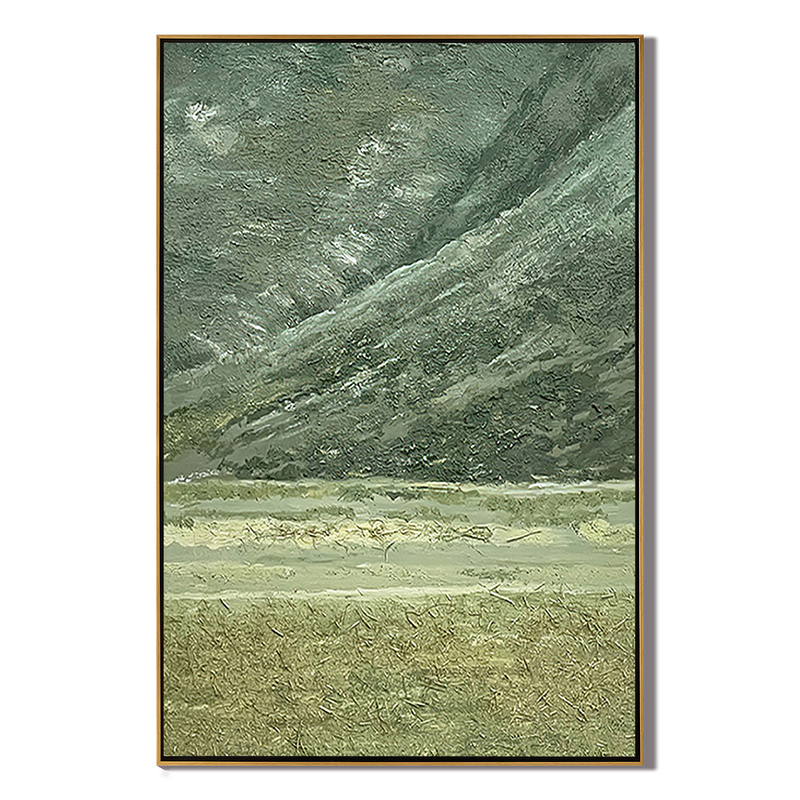 Moss Strata – Hand-Painted Sage Green Plaster Effect Layered Wabi-Sabi Painting | Japandi Wabi-Sabi Living Room & Bedroom Art
