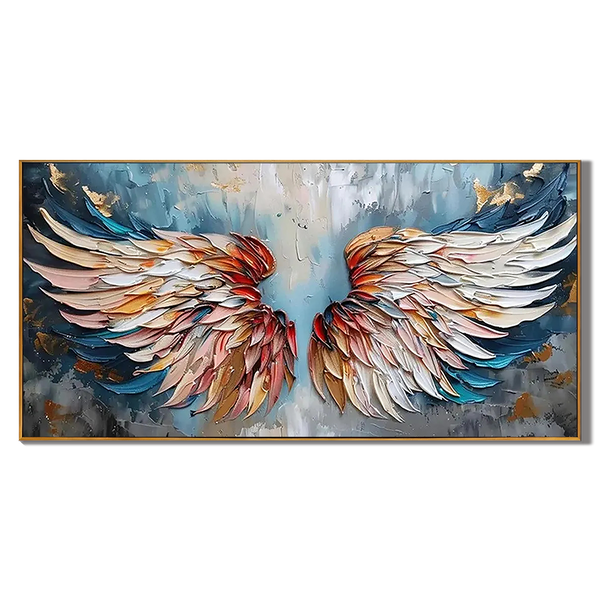 Angelic Rise – Modern Feather Relief Texture Painting | Contemporary Plaster Texture Living Room & Office Art