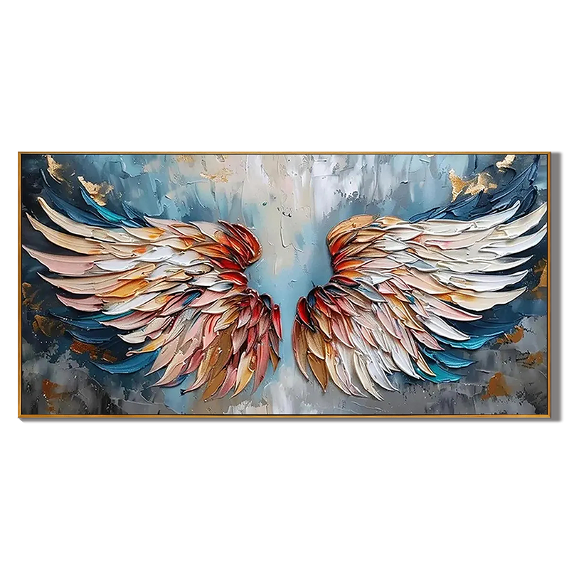 Angelic Rise – Modern Feather Relief Texture Painting | Contemporary Plaster Texture Living Room & Office Art