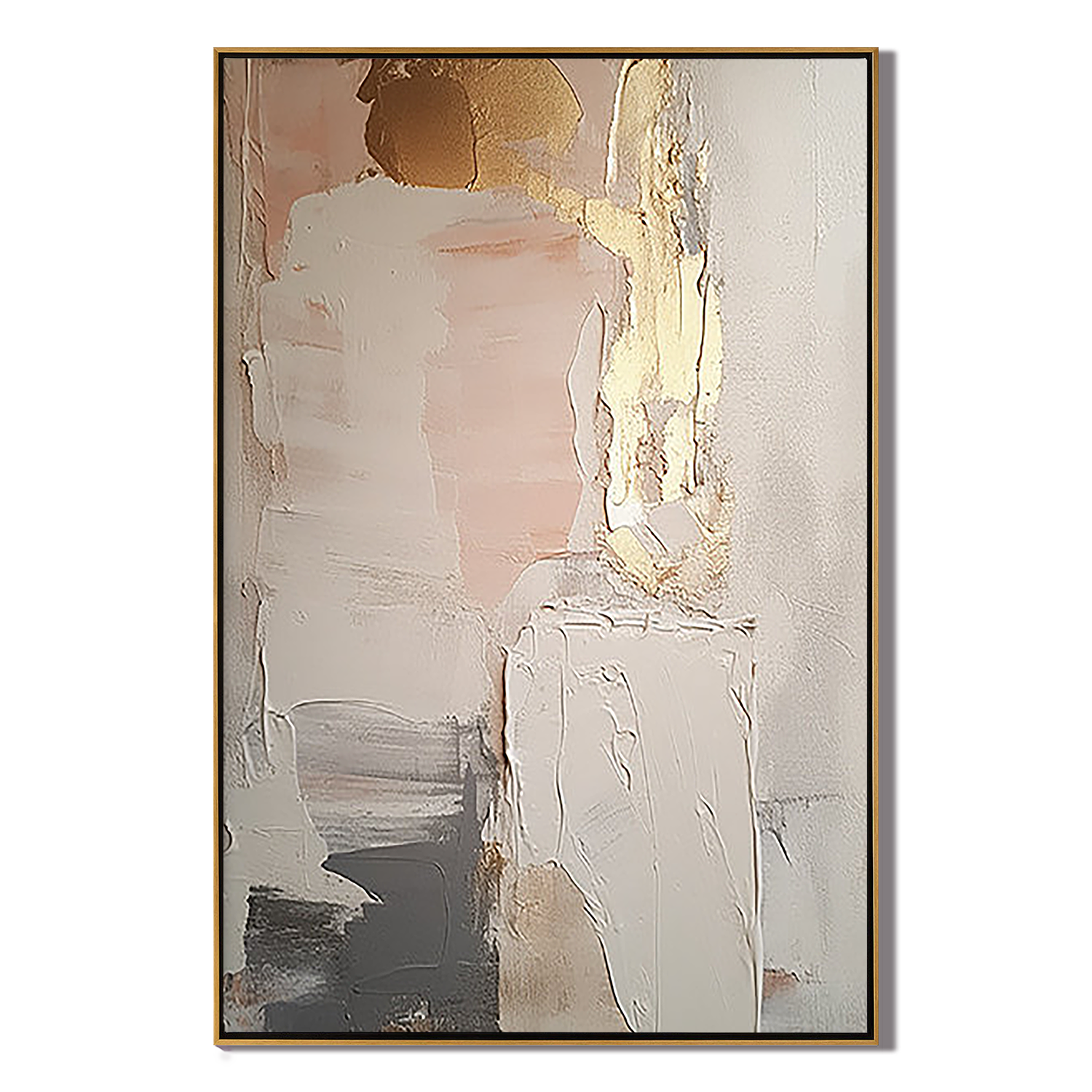 GOLDEN FRAGMENT: Abstract Wall Art, Hand-Painted Gold Leaf Foil Mixed Media Relief Textured Gallery Art