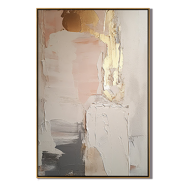 Golden Fragment – Hand-Painted Gold Leaf Foil Mixed Media Relief Abstract Painting | Modern Abstract Living Room & Office Art