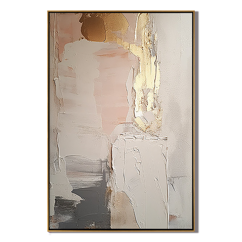 Golden Fragment – Hand-Painted Gold Leaf Foil Mixed Media Relief Abstract Painting | Modern Abstract Living Room & Office Art