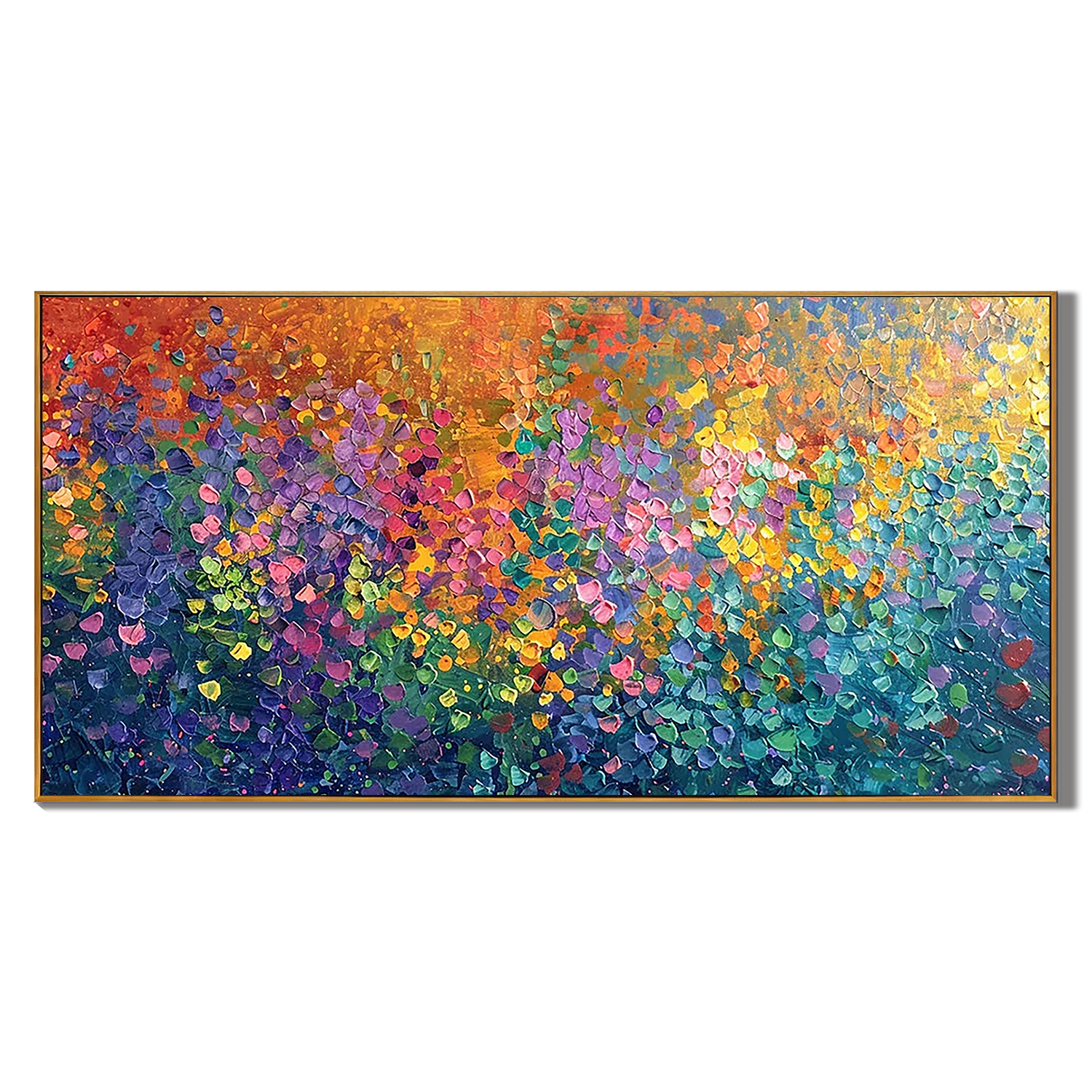 Secret Aurora – Modern Impressionist Vibrant Rainbow Painting |  Abstract Heavy Textured Living Room Art