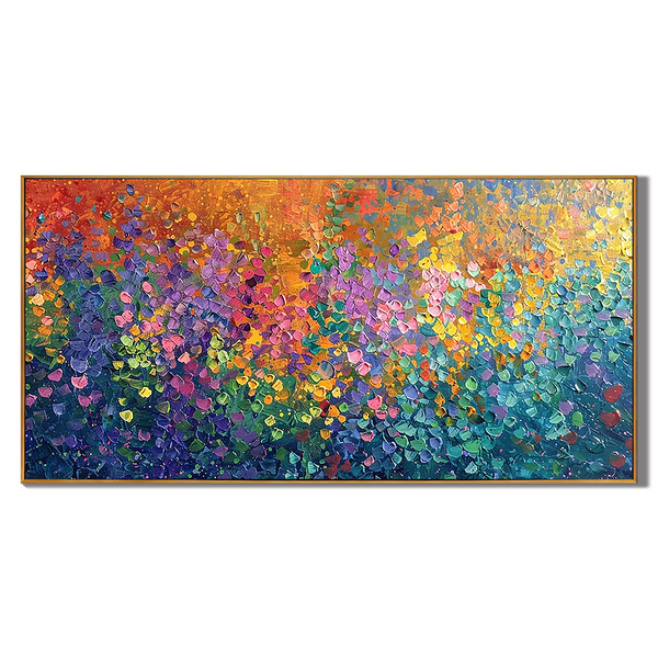 Secret Aurora – Modern Impressionist Vibrant Rainbow Painting |  Abstract Heavy Textured Living Room Art