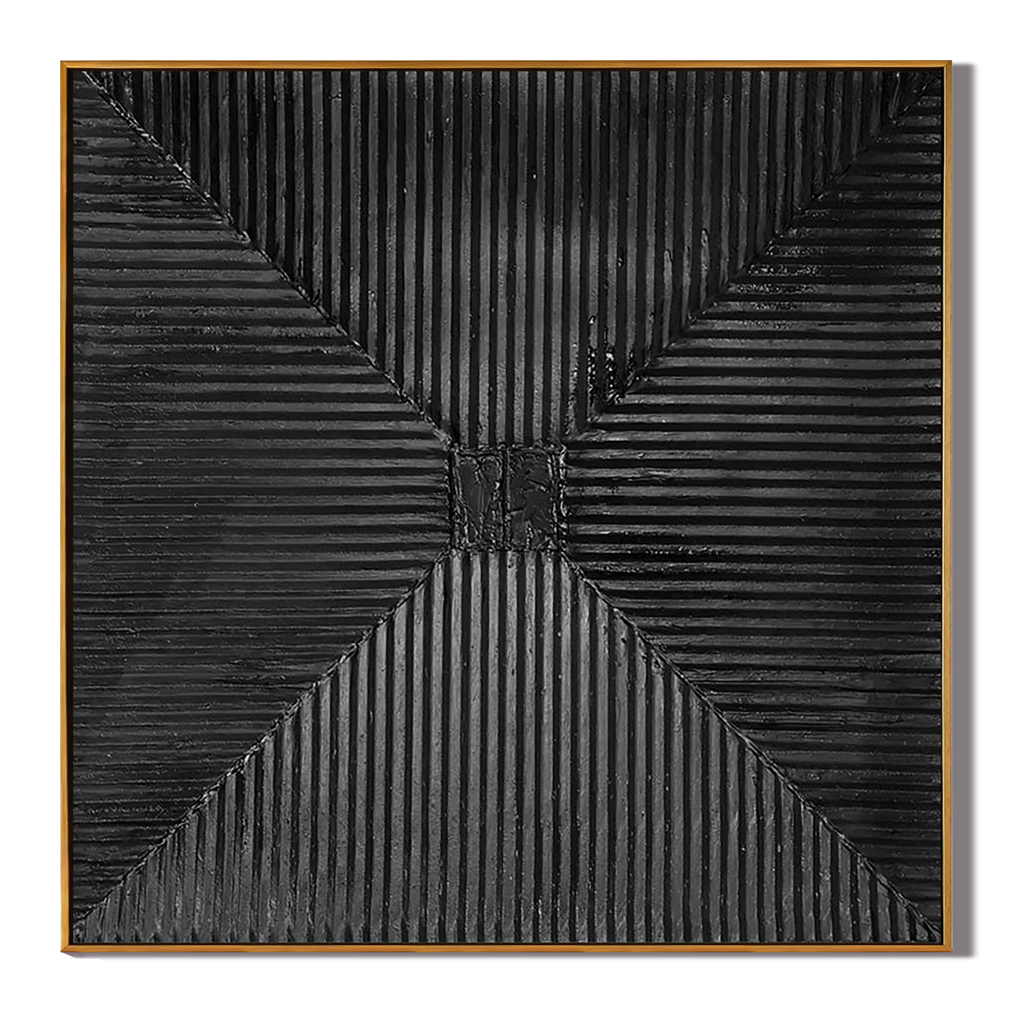 DARK RADIANCE: Minimalist Black Wall Art, Modern Wabi-Sabi Radial Relief Monochromatic Painting