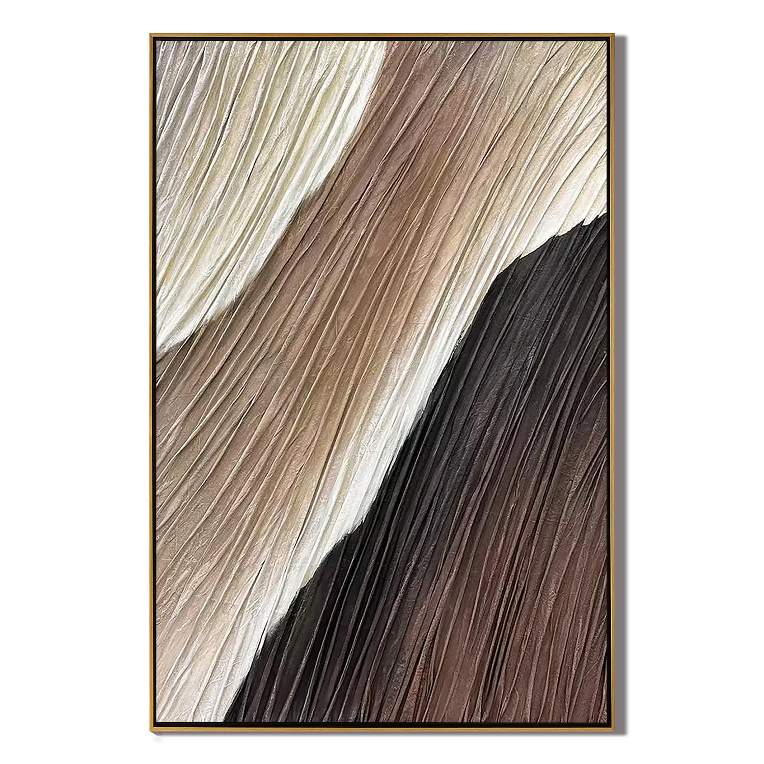 EARTHEN RIDGE: Texture Wall Art, Hand-Painted Neutral Brown and Cream Plaster Effect Relief Canvas Painting