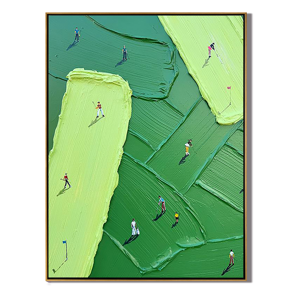 The Fairway – Modern Golf Course Abstract Relief Sport Painting | Contemporary Sport Home Office & Living Room Art