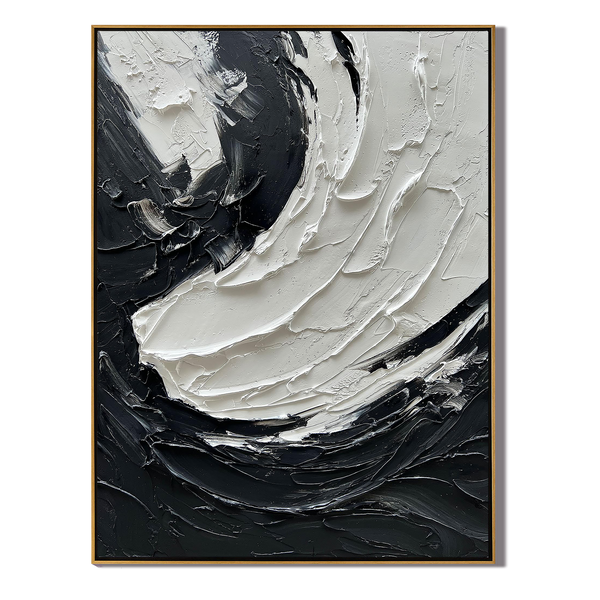 Zen Flow – Modern Impasto Swirl Relief Texture Painting | Contemporary Plaster Texture Living Room & Office Art