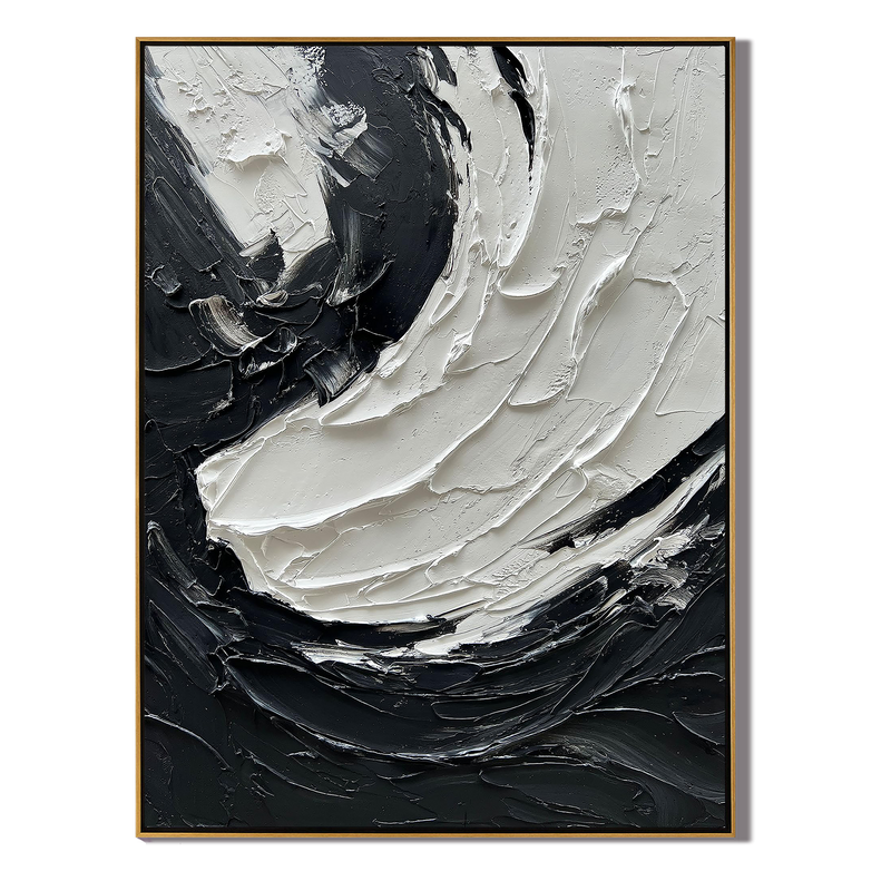Zen Flow – Modern Impasto Swirl Relief Texture Painting | Contemporary Plaster Texture Living Room & Office Art