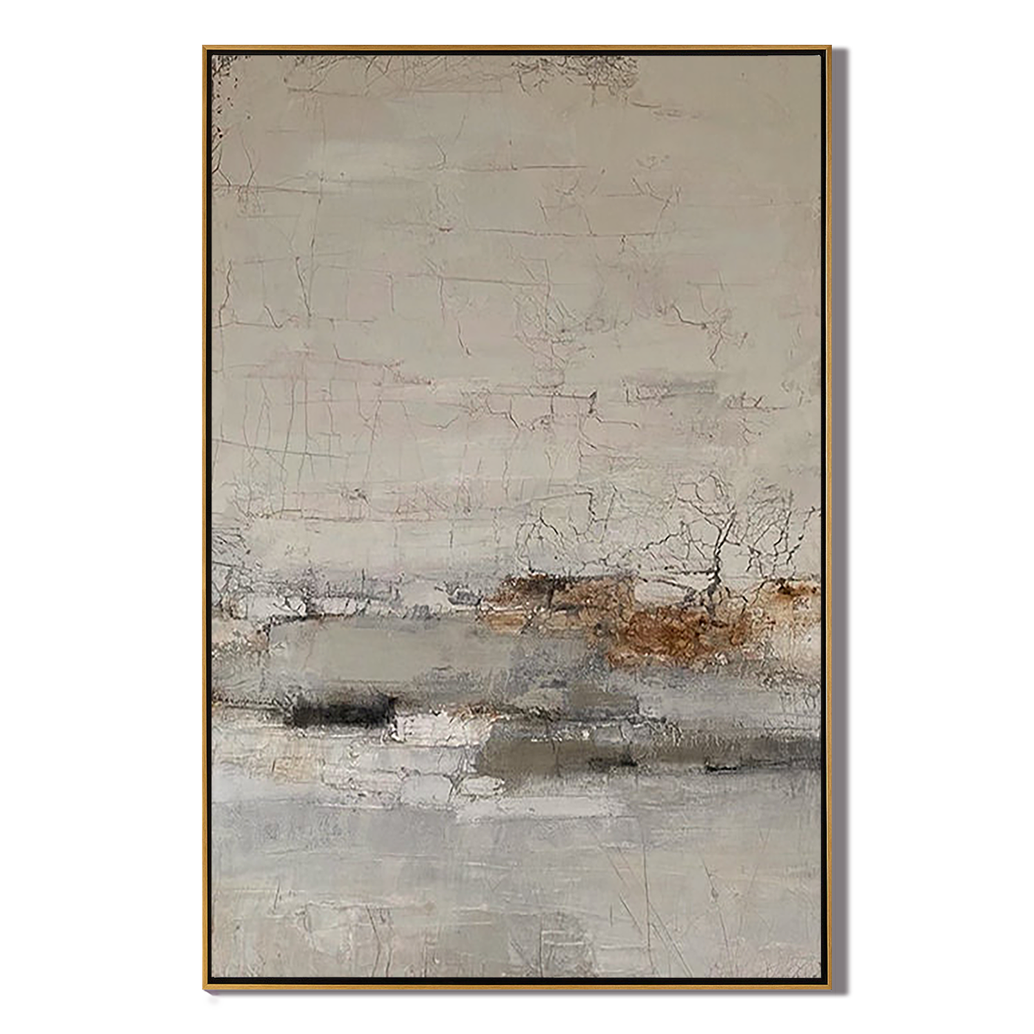 RUSTIC STRATA: Wabi-Sabi Wall Art, Hand-Painted Neutral Beige and Rust Palette Knife 3D Textured Canvas Painting