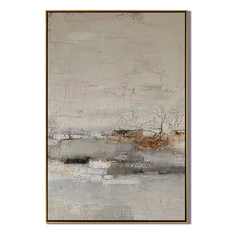 Rustic Strata – Hand-Painted Neutral Beige and Rust Palette Knife Wabi-Sabi Painting | Japandi Organic Wabi-Sabi Living Room & Hallway Art