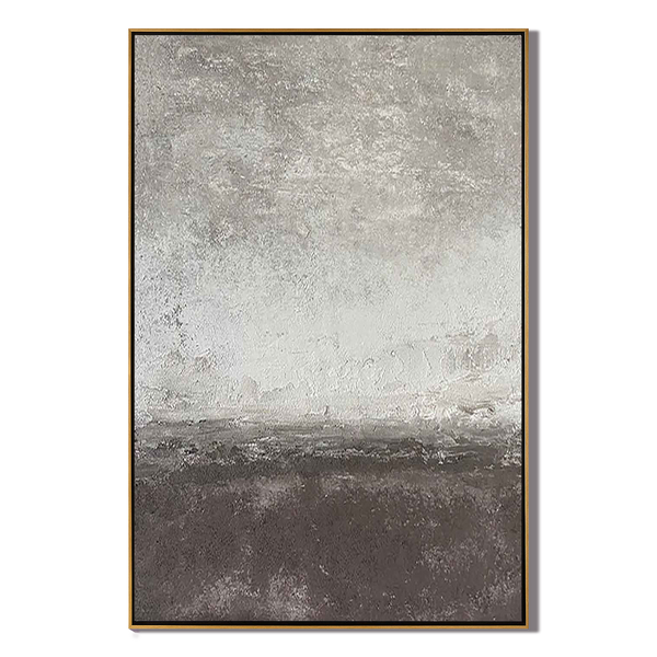 Concrete Mist – Hand-Painted Grey and White Cement Plaster Effect Grained Wabi-Sabi Painting | Japandi Wabi-Sabi Living Room & Bedroom Art