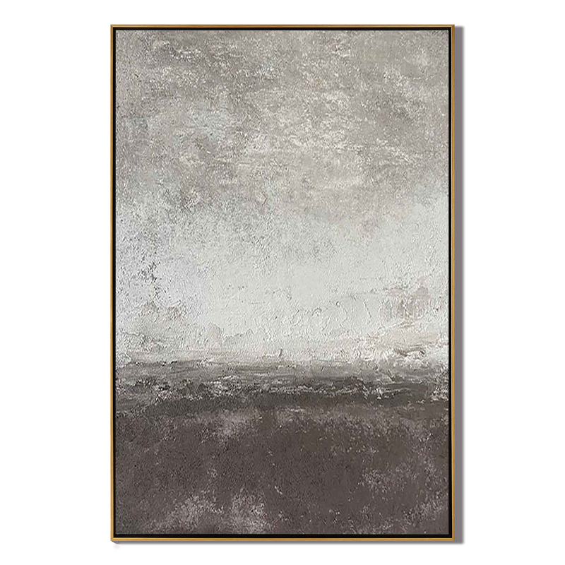 Concrete Mist – Hand-Painted Grey and White Cement Plaster Effect Grained Wabi-Sabi Painting | Japandi Wabi-Sabi Living Room & Bedroom Art
