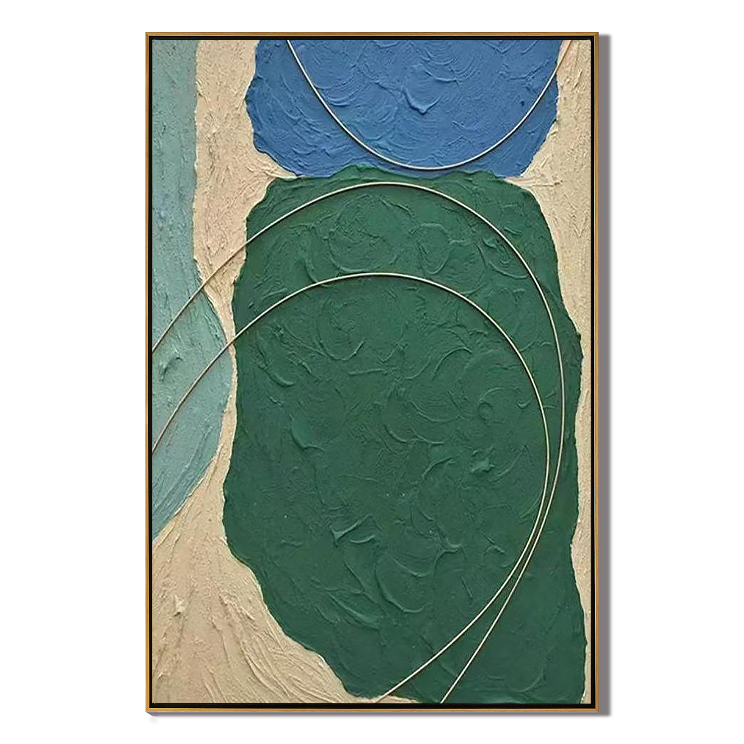 EMERALD VEIN: Texture Wall Art, Hand-Painted Deep Green Plaster Effect Gold Line Relief Heavy Texture Studio Art