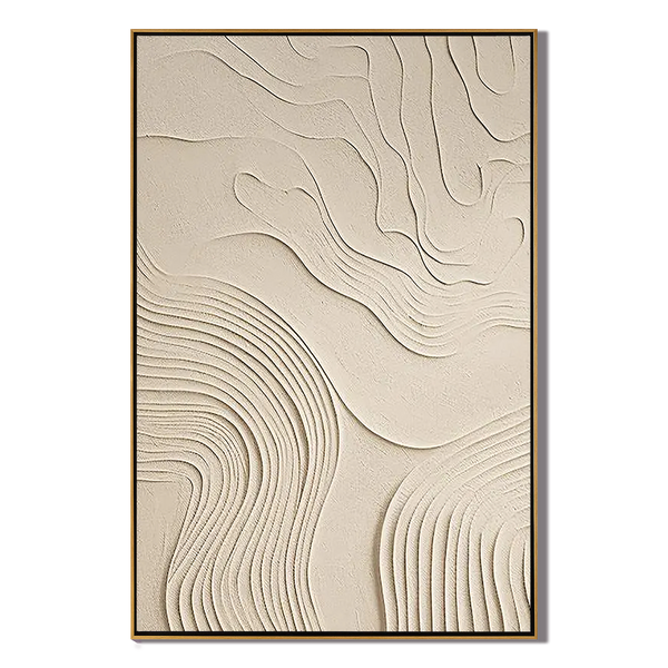 Zen Rhythm – Hand-Painted Minimalist Beige Plaster Effect Relief Wabi-Sabi Painting | Japandi Organic Wabi-Sabi Living Room & Hallway Art
