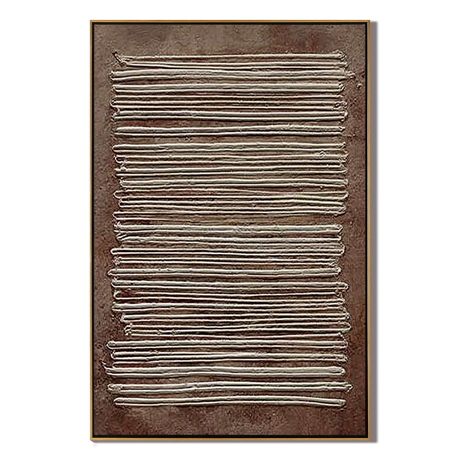EARTHEN LINEN: Wabi-Sabi Linear Wall Art, Modern Terracotta & White Plaster Relief Grid