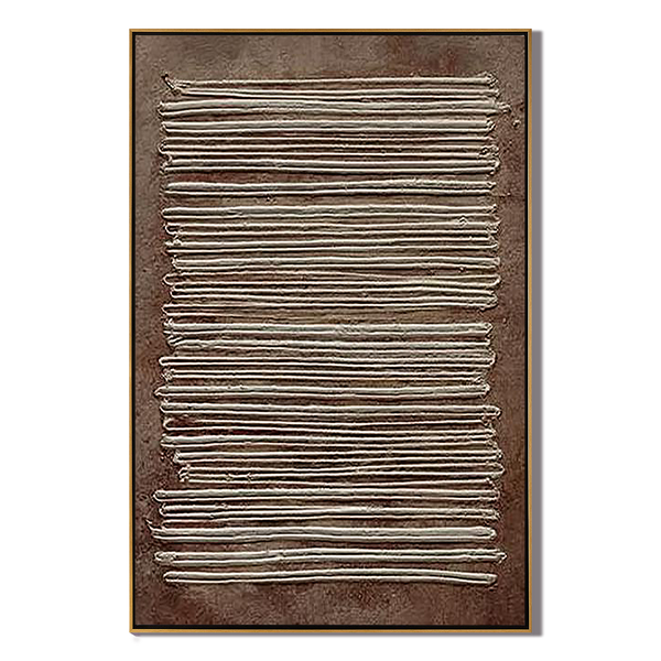 Earthen Linen – Modern Terracotta & White Plaster Relief Grid Wabi-Sabi Painting | Japandi Organic Wabi-Sabi Living Room & Hallway Art