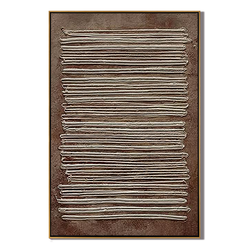 Earthen Linen – Modern Terracotta & White Plaster Relief Grid Wabi-Sabi Painting | Japandi Organic Wabi-Sabi Living Room & Hallway Art