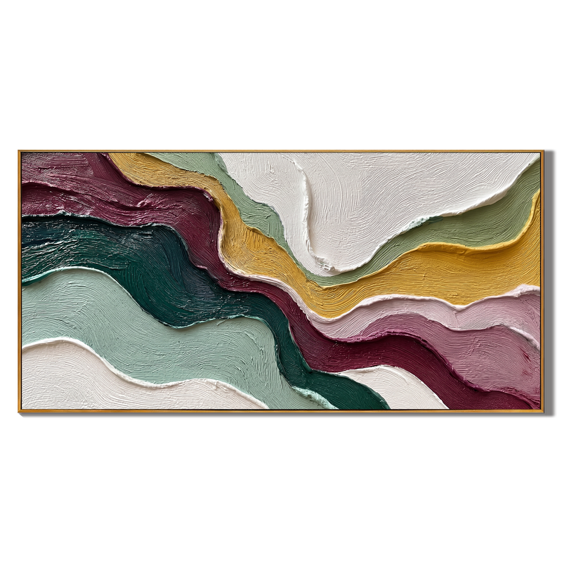 Rhythms of Nature – Modern Abstract Impasto Painting | Large Horizontal Wabi-Sabi Living Room Art