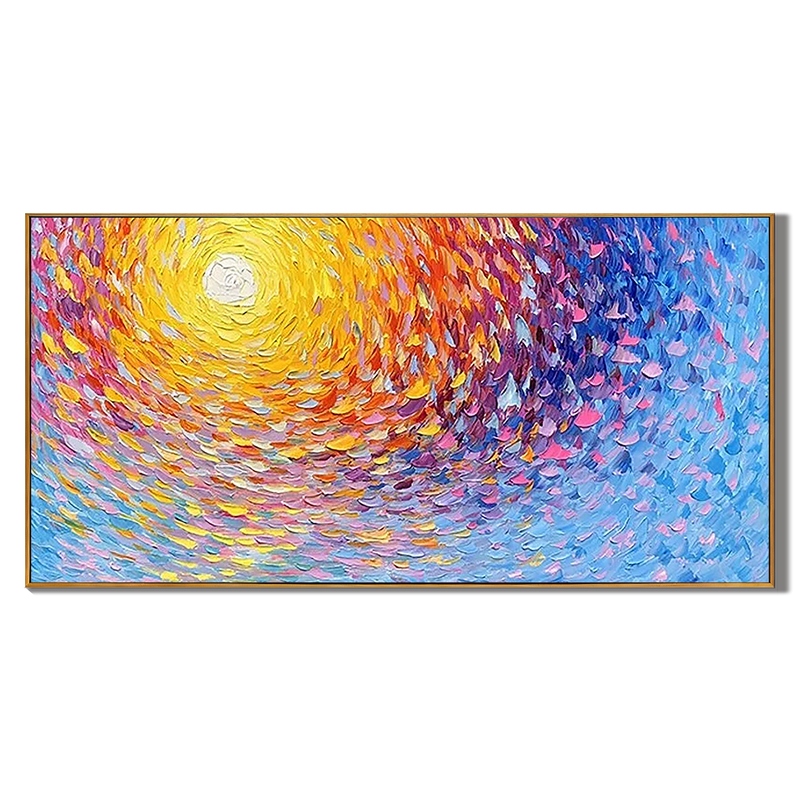 Sunlight Swirl – Vibrant Van Gogh Style Impressionism Abstract Painting | Bold Abstract Palette Knife Living Room Art