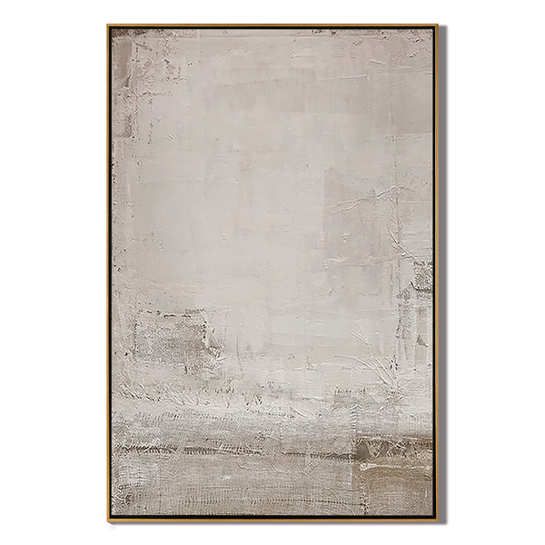 Ancient Vestige – Hand-Painted Distressed Grey and White Plaster Effect Wabi-Sabi Painting | Japandi Wabi-Sabi Living Room & Bedroom Art