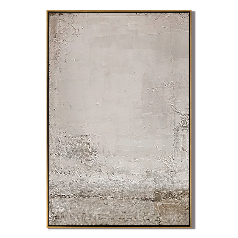 Ancient Vestige – Hand-Painted Distressed Grey and White Plaster Effect Wabi-Sabi Painting | Japandi Wabi-Sabi Living Room & Bedroom Art